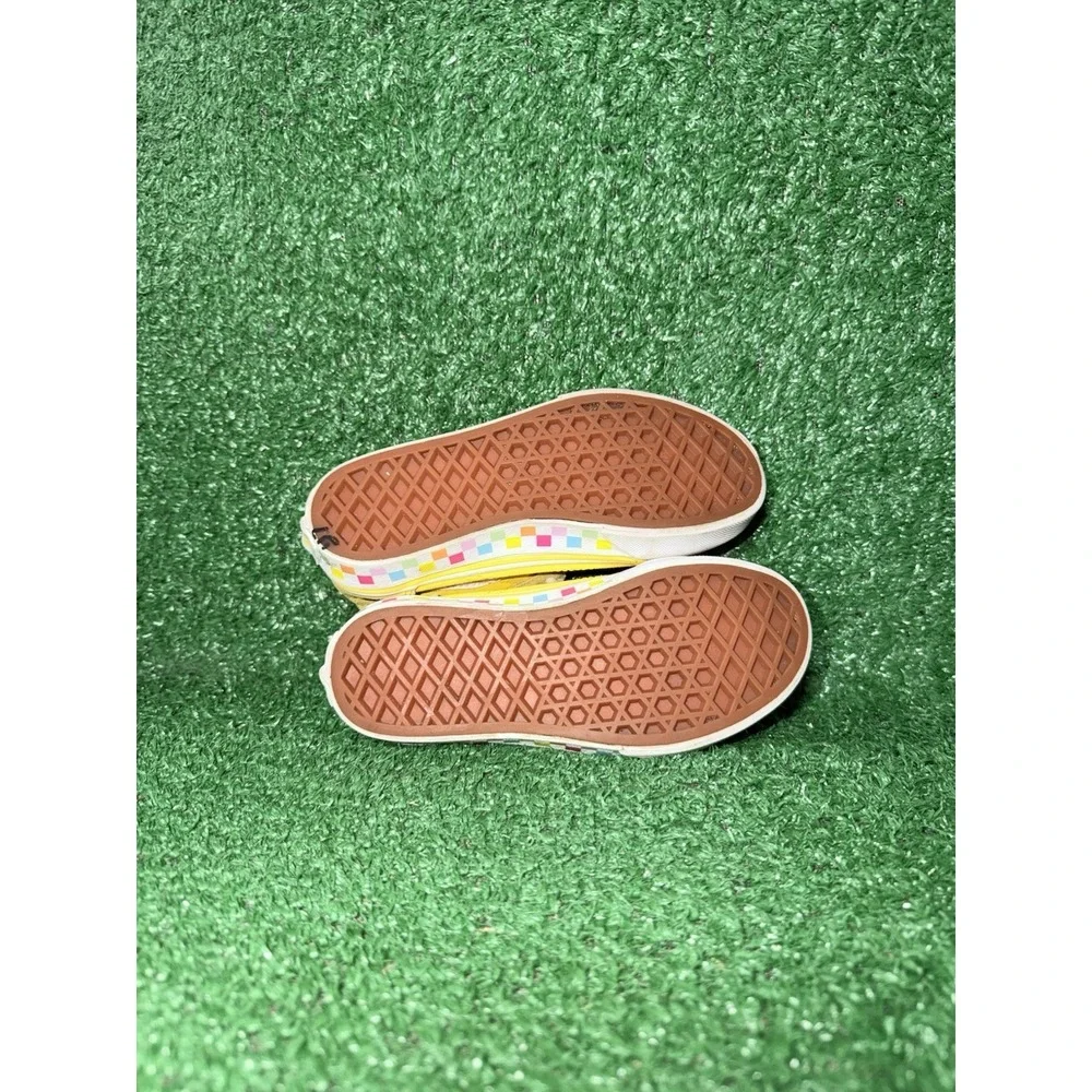 Vans Old Skool Checkerboard Toddler Size 11C Yellow Skate Shoe Casual Sneakers
